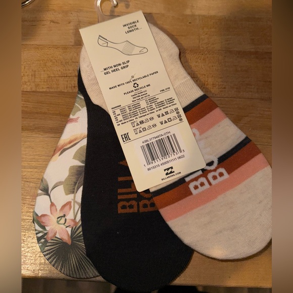 Billabong No show socks 3 pack Size 4-10 - Picture 3 of 5